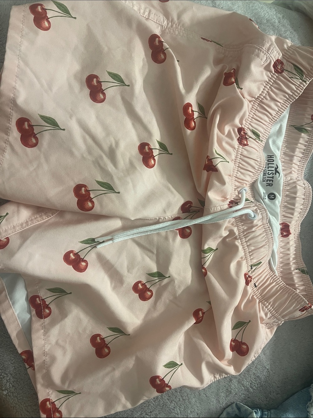 Hollister Peach Pink Cherry-Print Pajama Shorts